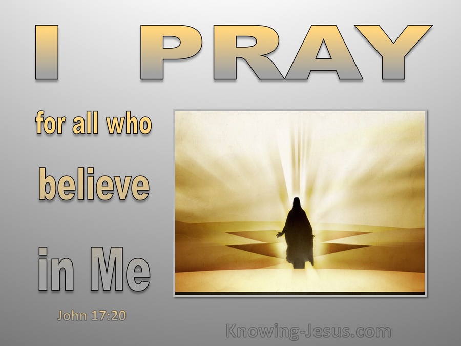 John 17:20 Jesus Prays For All Who Will Believe In Him (gray)